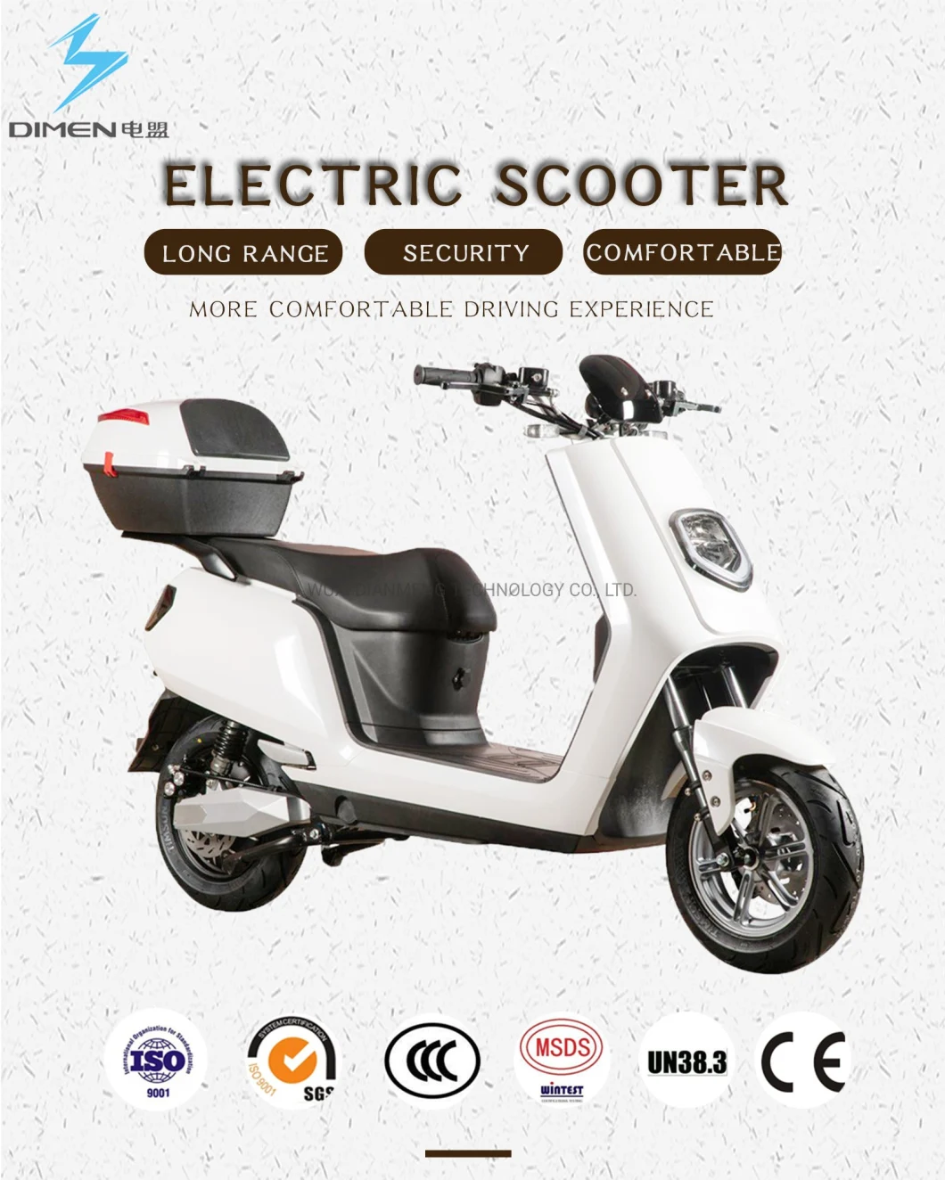 Removable Lithium Battery 2kw 3kw Electric Moped City Electric Scooter EEC